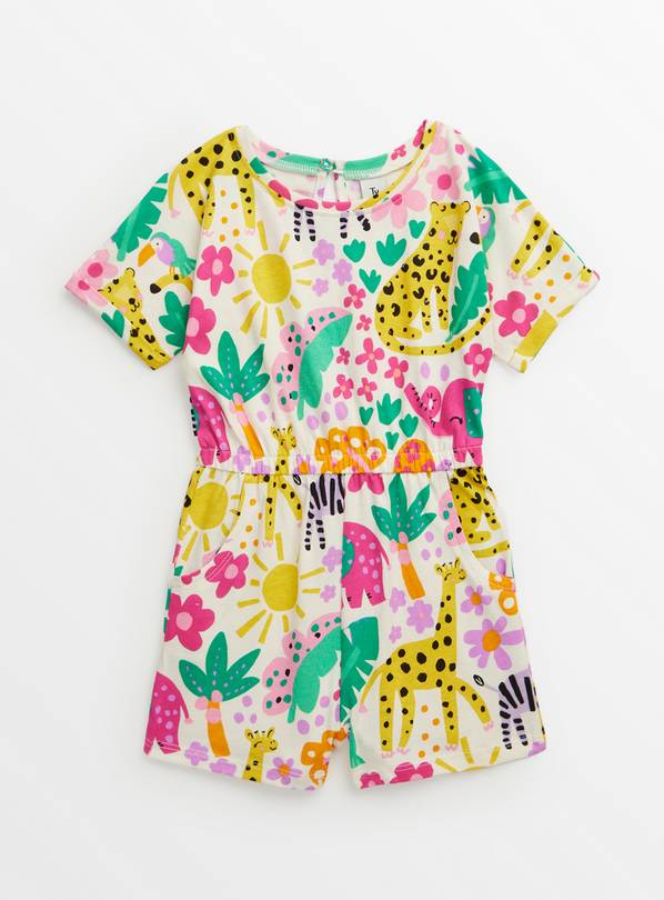 Bright Jungle Print Jersey Playsuit 4-5 years